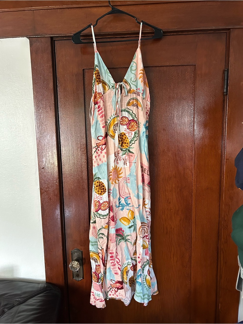 Tropical Print Maxi Dress - Pink & Aqua